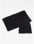 Only Set de fular si caciula cu striatii - 2 piese - Negru