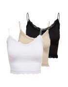 Only Set de top-uri slim fit crop Vicky - 3 piese - Alb/Negru/Bej