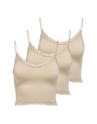 Only Set de top-uri slim fit crop Vicky - 3 piese - Bej