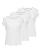 Only Set de tricouri cu model uni si decolteu la baza gatului - 3 piese - Alb