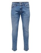 Only & sons Blugi slim fit denim super elastic - talie joasa - albastru - bumbac