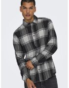 Only & sons Camasa de bumbac cu maneci lungi si model in carouri Gudmund - Gri/Gri deschis/Gri inchis