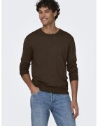 Only & sons Pulover cu decolteu la baza gatului - Maro inchis