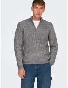Only & sons Pulover cu fenta cu fermoar - Gri melange