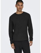 Only & sons Pulover uni cu croiala la baza gatului - Gri antracit