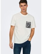 Only & sons Tricou cu decolteu la baza gatului - Alb murdar