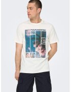 onlysons Tricou de bumbac organic - Albastru lavanda/Alb murdar/Ametist