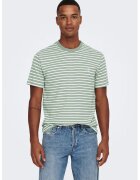 Only & sons Tricou in dungi cu decolteu la baza gatului - Alb/Verde