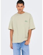 Only & sons Tricou lejer cu imprimeu grafic si model text pe partea din spate - Verde/Verde pal