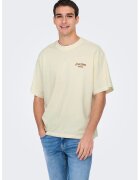 Only & sons Tricou lejer cu maneci cazute si imprimeu pe partea din spate - Portocaliu/Crem