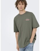 onlysons Tricou lejer din bumbac organic cu imprimeu grafic - Verde feriga