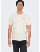 Only & sons Tricou regular-fit din bumbac organic cu imprimeu pe partea din spate - Portocaliu/Alb murdar