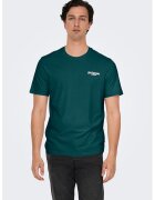 Only & sons Tricou regular-fit din bumbac organic cu imprimeu pe partea din spate - Verde padure