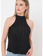 Only Top striat cu decolteu halter Tina - Negru