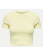 Only Tricou crop cu decolteu la baza gatului - Galben