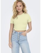 Only Tricou crop cu decolteu la baza gatului - Galben deschis