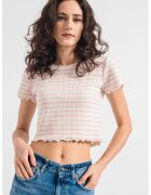 Only Tricou crop cu model in dungi - Roz/Crem