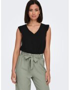 Only Tricou cu decolteu in V si maneci cu volane