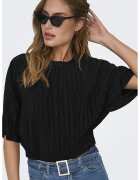 Only Tricou cu pliuri Ravenna - Negru