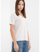 Only Tricou din amestec de modal cu decolteu in V - Bej deschis
