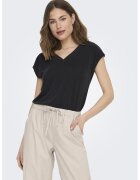 Only Tricou din amestec de modal cu decolteu in V - Negru