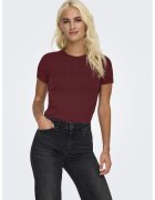 Only Tricou slim fit din amestec de bumbac organic Val - Visiniu