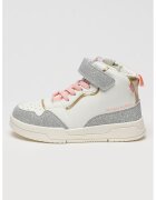 Original Marines Pantofi sport mid-high din piele ecologica cu detalii cu aspect stralucitor - Alb/Auriu/Argintiu