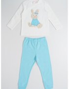 Original Marines Pijama din bumbac cu imprimeu grafic frontal - Alb murdar/Albastru deschis