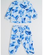 Original Marines Pijama din material fleece cu model - Albastru pastel/Albastru deschis