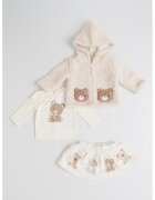 Original Marines Set de jacheta din material teddy cu model - bluza si fusta - 3 piese - Bej deschis