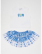 Original Marines Set de top si fusta evazata cu flori brodate - Albastru royal/Alb optic