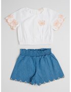 Original Marines Set de tricou de bumbac si pantaloni - 2 piese - Alb/Albastru prafuit/Bej