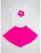 Original Marines Set de tricou si pantaloni scurti din amestec de bumbac - Fucsia/Alb optic