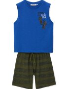 Original Marines Set top si pantaloni scurti Kaki - Albastru - 100% bumbac - Kaki/Albastru