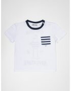 Original Marines Tricou cu imprimeu grafic pe partea din spate - Albastru inchis/Alb optic