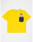 Original Marines Tricou de bumbac cu decolteu la baza gatului - Galben/Albastru inchis