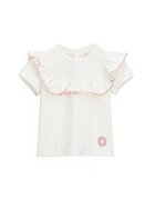 Original Marines Tricou din amestec de bumbac cu volane - Alb murdar/Roz pal