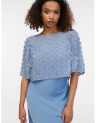 Orsay Bluza crop cu aplicatii florale - Albastru pastel