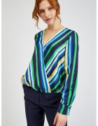 Orsay Bluza cu dungi si decolteu in V - Verde/Albastru