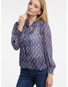 Orsay Bluza cu model geometric si funda din panglici - Bleumarin