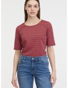Orsay Bluza cu model si decolteu rotund - Roz deschis/Caramiziu
