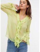 Orsay Bluza cu volane si decolteu in V - Verde lime