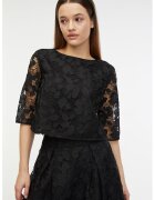 Orsay Bluza din dantela cu maneci medi - Negru