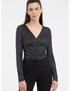 Orsay Body stralucitor slim fit cu drapaj - Negru/Argintiu