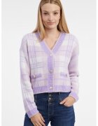 Orsay Cardigan cu decolteu in V - model in carouri si nasturi - Violet deschis/Lila