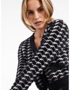 Orsay Cardigan cu decolteu in V - model si nasturi - Alb/Negru