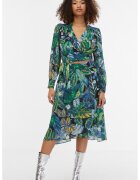 Orsay Fusta vaporoasa cu croiala evazata si model tropical - Verde/Albastru