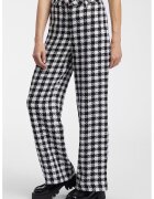 Orsay Pantaloni cu talie inalta si model in carouri - Alb/Negru