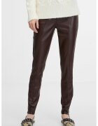 Orsay Pantaloni slim fit de piele ecologica - Maro inchis