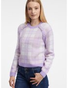 Orsay Pulover cu decolteu la baza gatului si model in carouri - Violet deschis/Lila